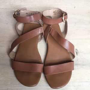 Franco Sarto Leather Flat Sandals Size - 6.5